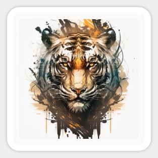 Tiger Portrait Animal Painting Wildlife Outdoors Adventure Sticker